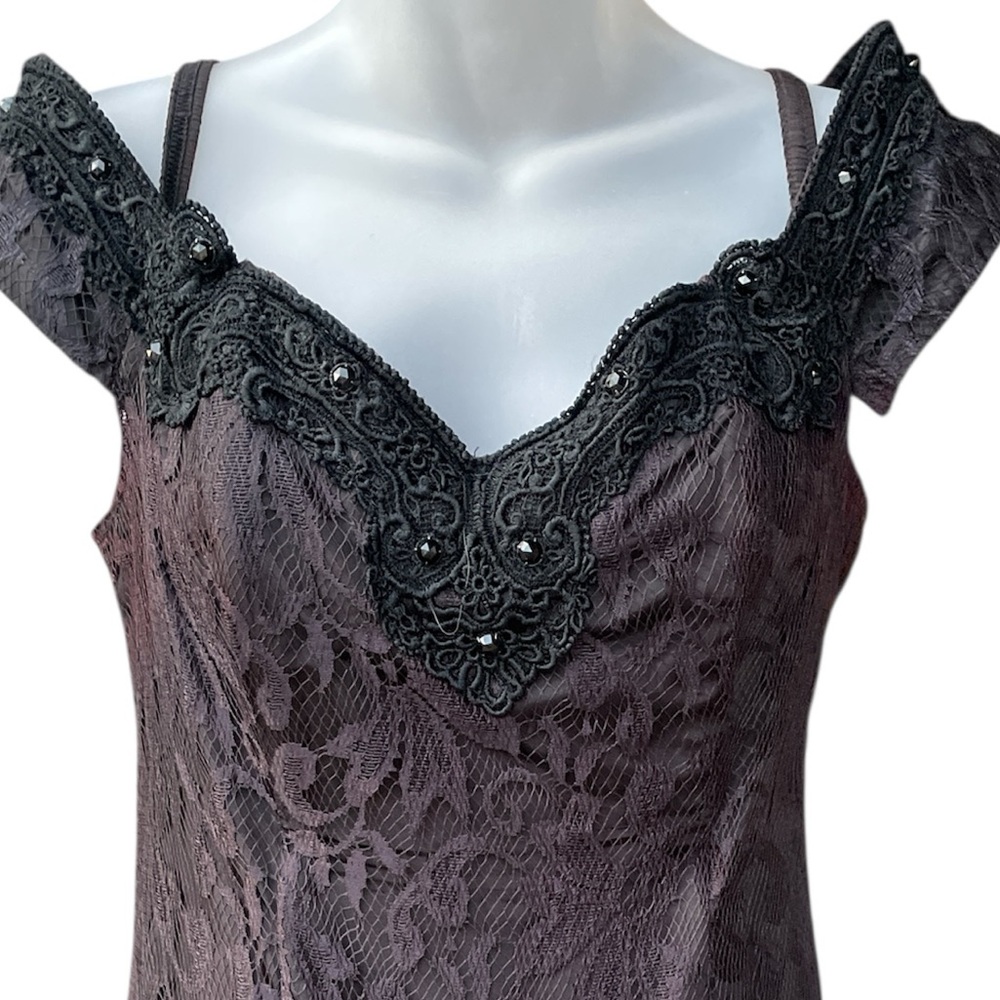 Paris sport club 1990’s black lace special Occassion dress size 9 Vgt - Picture 15 of 16